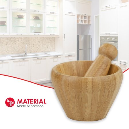 Home Basics Bamboo Mortar and Pestle MP01053